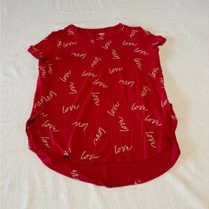 Old‎ Navy Red Love Print Girl's Short Sleeve Tee Size Large or 10/12